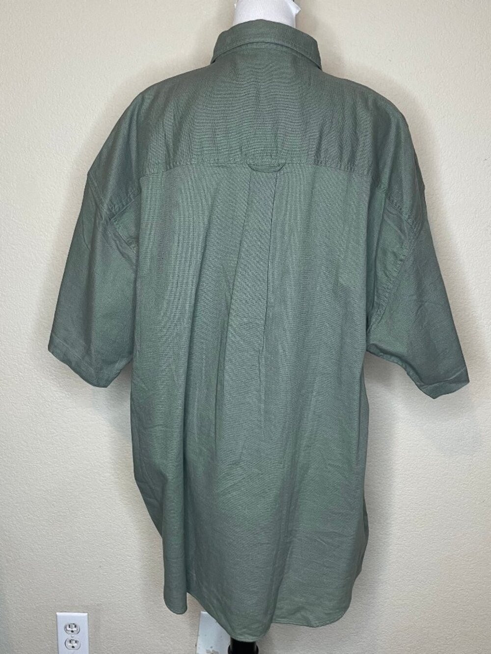 CHAPS Ralph Lauren Vintage Grandad Earthy Green Boxy Short Sleeve Shirt XXL - Picture 7 of 10